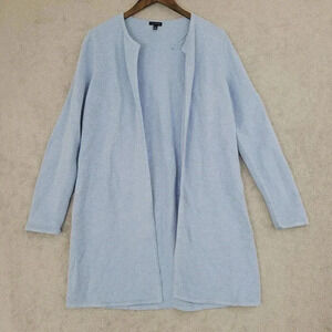 Talbots Light Blue Open Cardigan Sweater Coat M Cotton/Nylon Blend  5CT